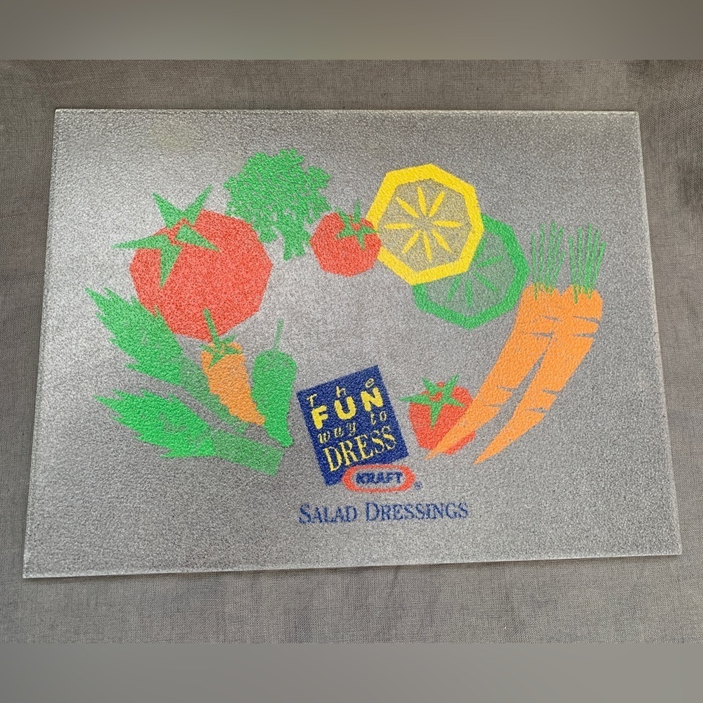Retro Fun Way To Dress Kraft Salad Dressings Cutting Board Clear Plastic 12x9”